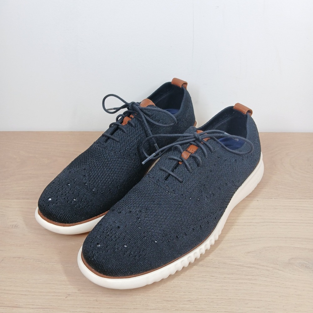 Cole Haan Zerogrand Sneakers Men 12 Black Knit Lace Up Wingtip Lightweight